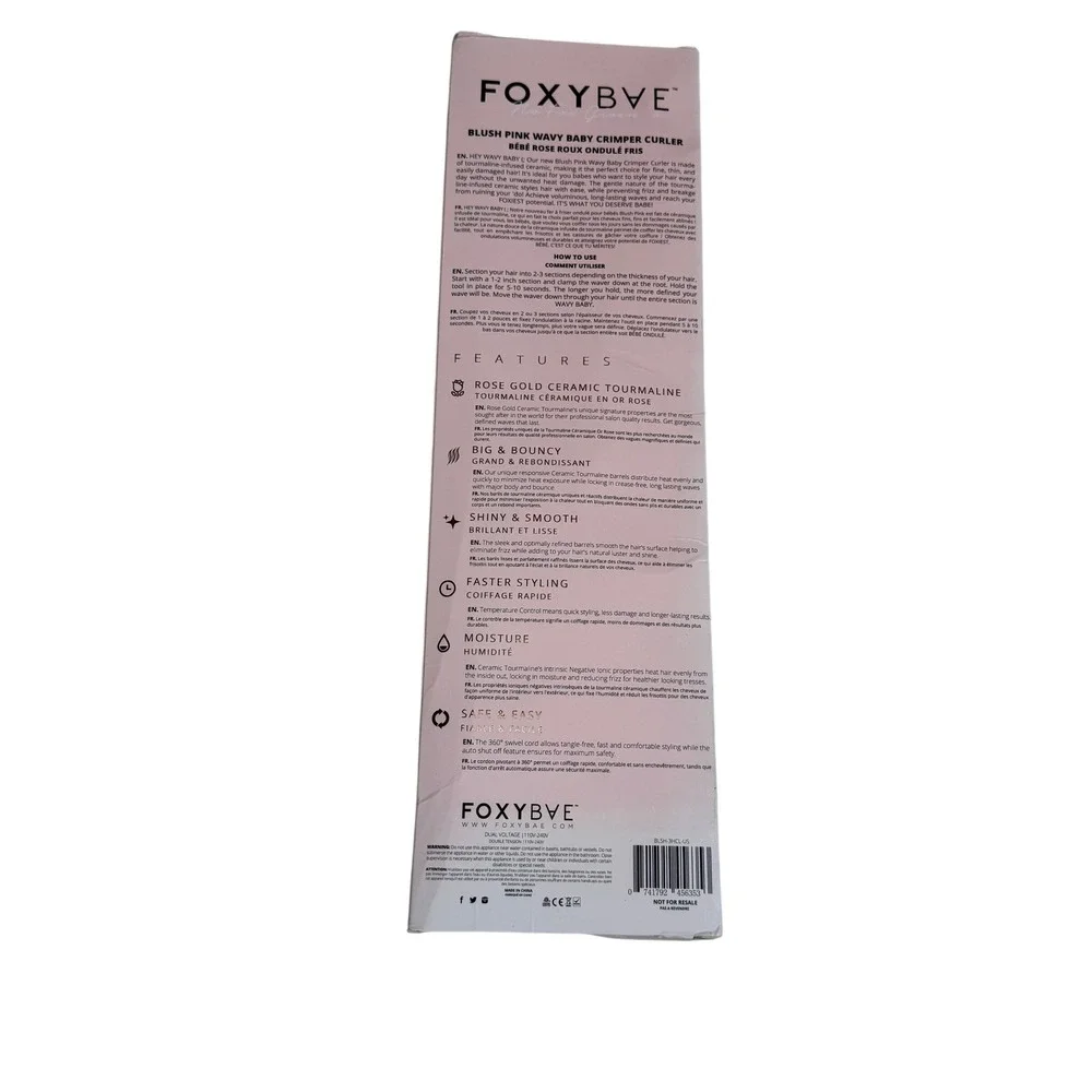 FoxyBae Pink Wavy Baby Triple Barrel Ceramic Tourmaline Hair Crimper Curler NIB